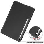 For Samsung Galaxy Tab S10 FE+ Stand Case Shock-Absorbent Leather Tablet Cover with Pen Slot