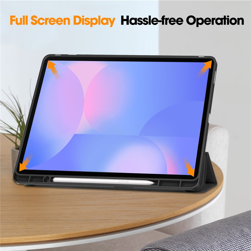 For Samsung Galaxy Tab S10 FE+ Stand Case Shock-Absorbent Leather Tablet Cover with Pen Slot