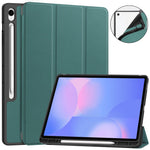 For Samsung Galaxy Tab S10 FE+ Stand Case Shock-Absorbent Leather Tablet Cover with Pen Slot