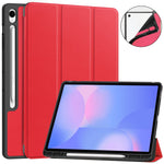 For Samsung Galaxy Tab S10 FE+ Stand Case Shock-Absorbent Leather Tablet Cover with Pen Slot