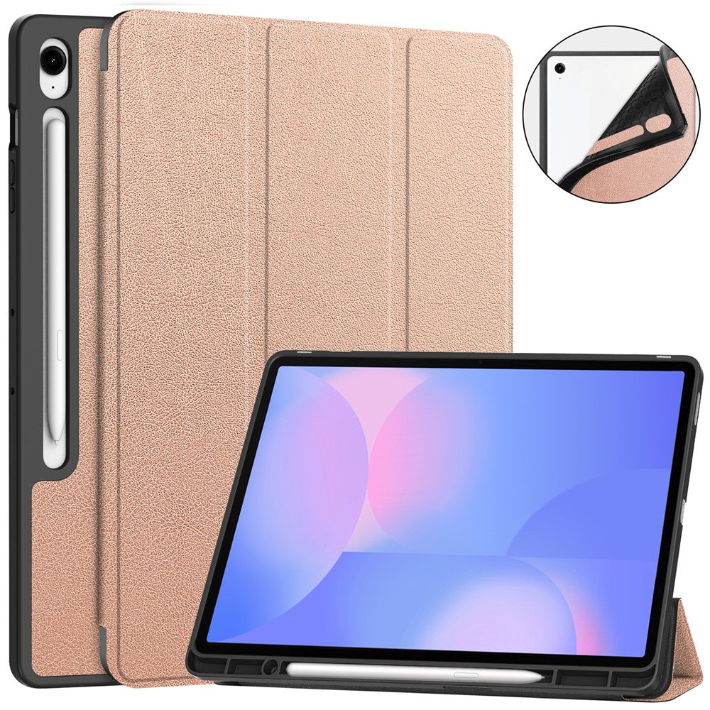 For Samsung Galaxy Tab S10 FE+ Stand Case Shock-Absorbent Leather Tablet Cover with Pen Slot