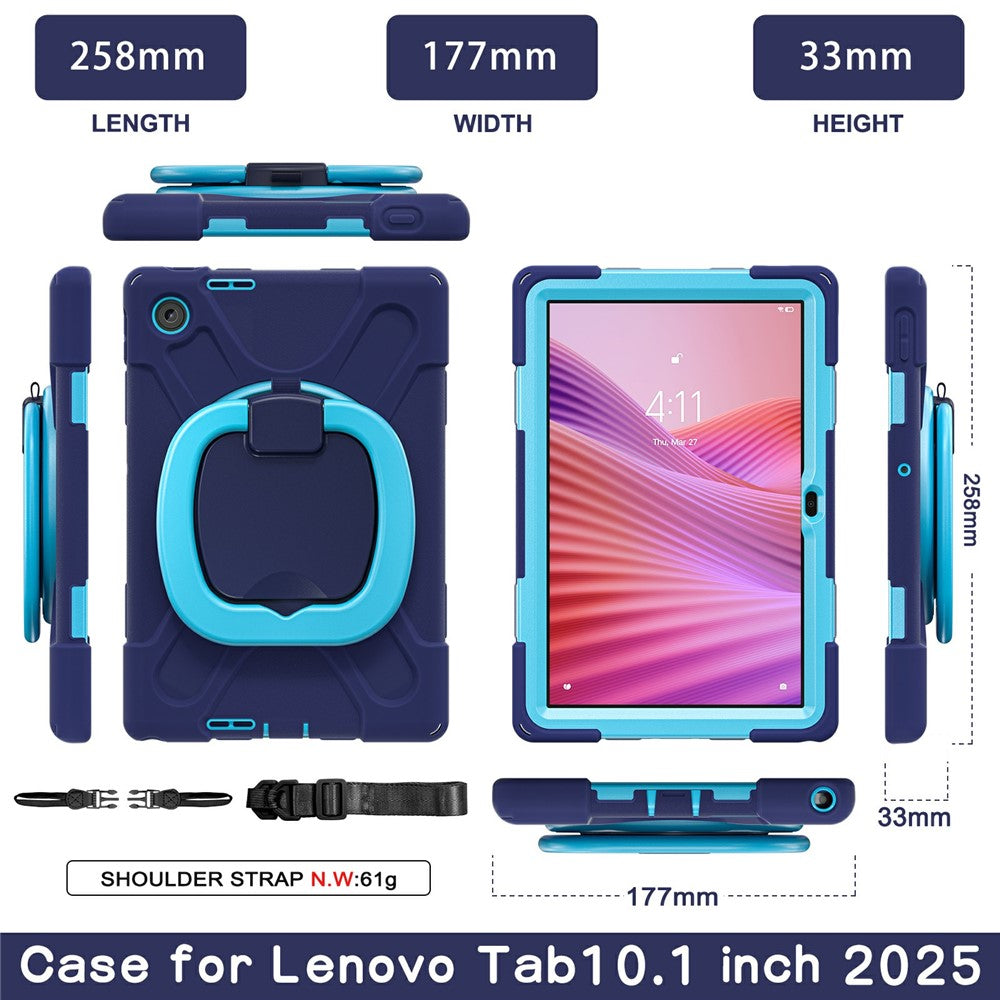 For Lenovo Tab 10.1 (2025) TB311XU2 / Zhaoyang K10C Case with Shoulder Strap TPU + PC + Silicone Kickstand Tablet Cover