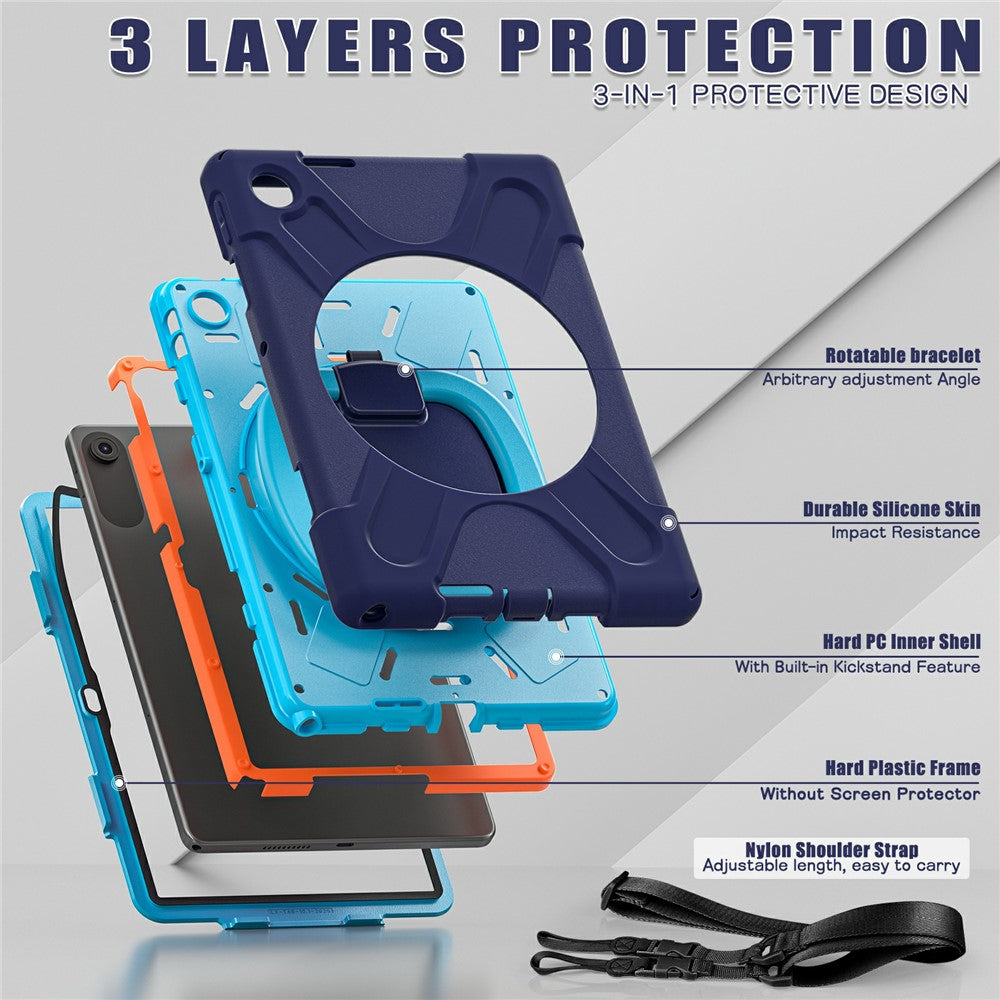 For Lenovo Tab 10.1 (2025) TB311XU2 / Zhaoyang K10C Case with Shoulder Strap TPU + PC + Silicone Kickstand Tablet Cover