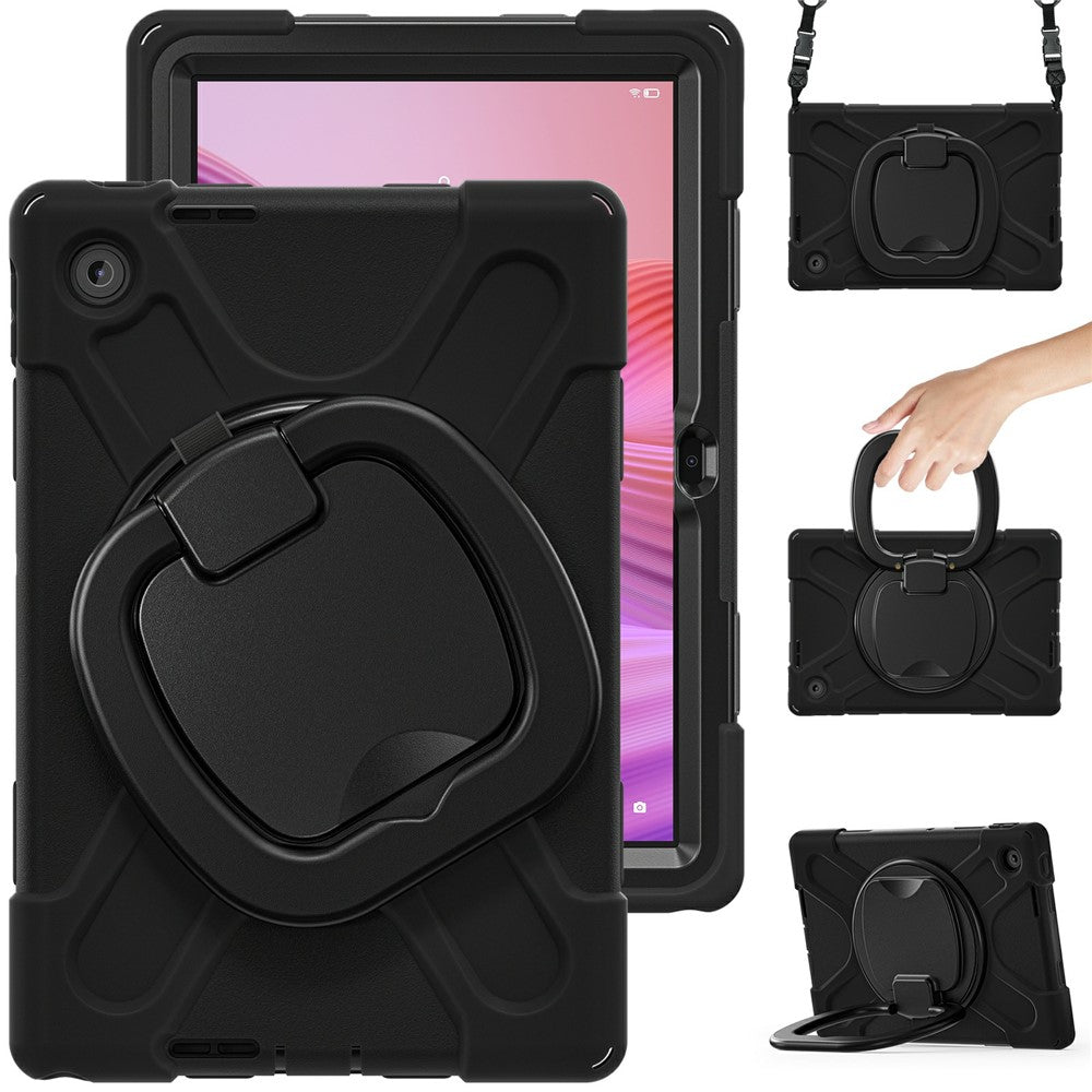 For Lenovo Tab 10.1 (2025) TB311XU2 / Zhaoyang K10C Case with Shoulder Strap TPU + PC + Silicone Kickstand Tablet Cover