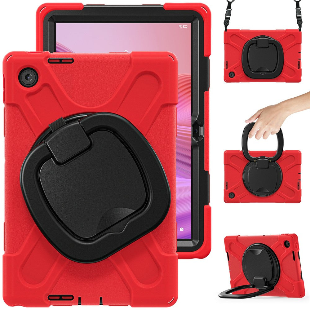 For Lenovo Tab 10.1 (2025) TB311XU2 / Zhaoyang K10C Case with Shoulder Strap TPU + PC + Silicone Kickstand Tablet Cover