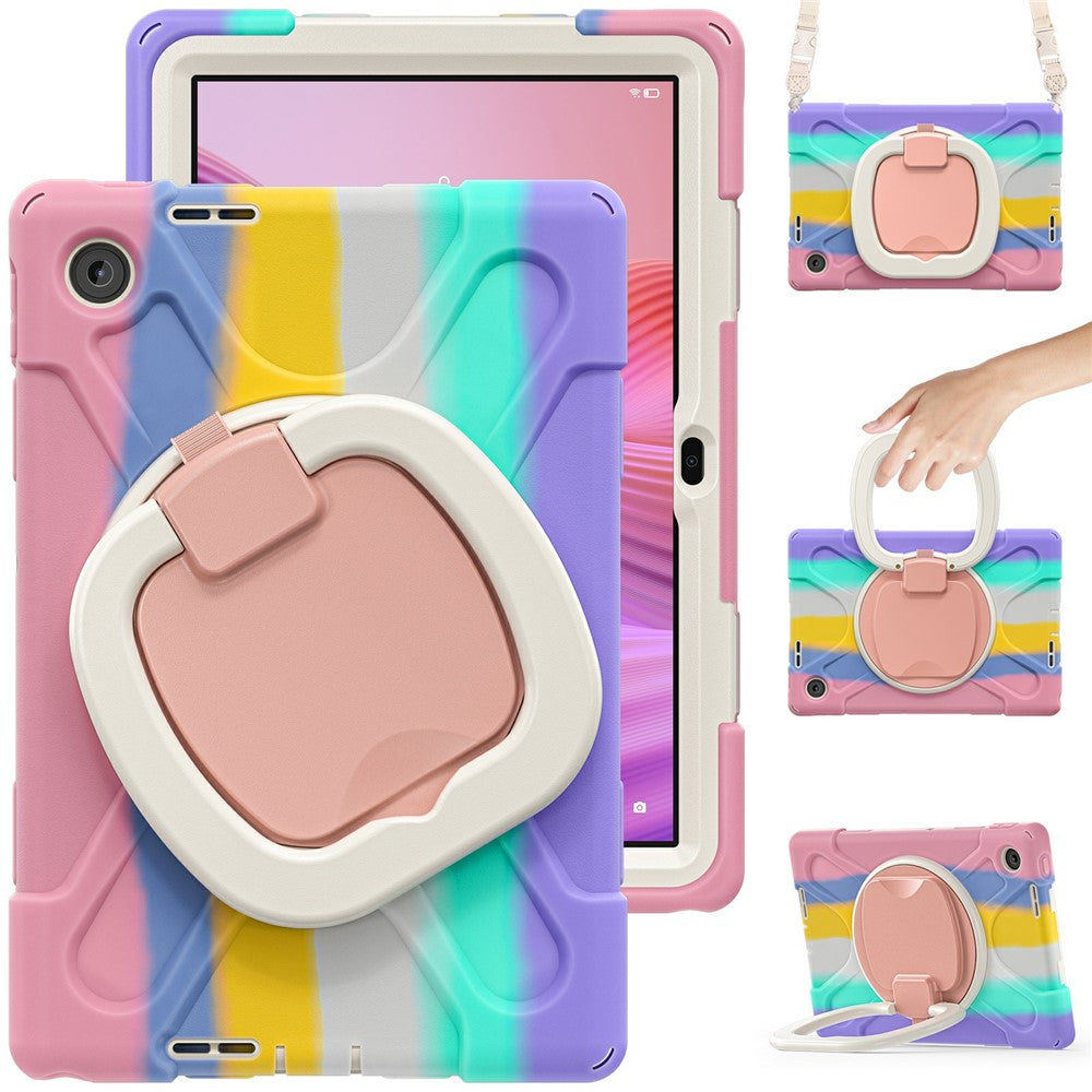 For Lenovo Tab 10.1 (2025) TB311XU2 / Zhaoyang K10C Case with Shoulder Strap TPU + PC + Silicone Kickstand Tablet Cover