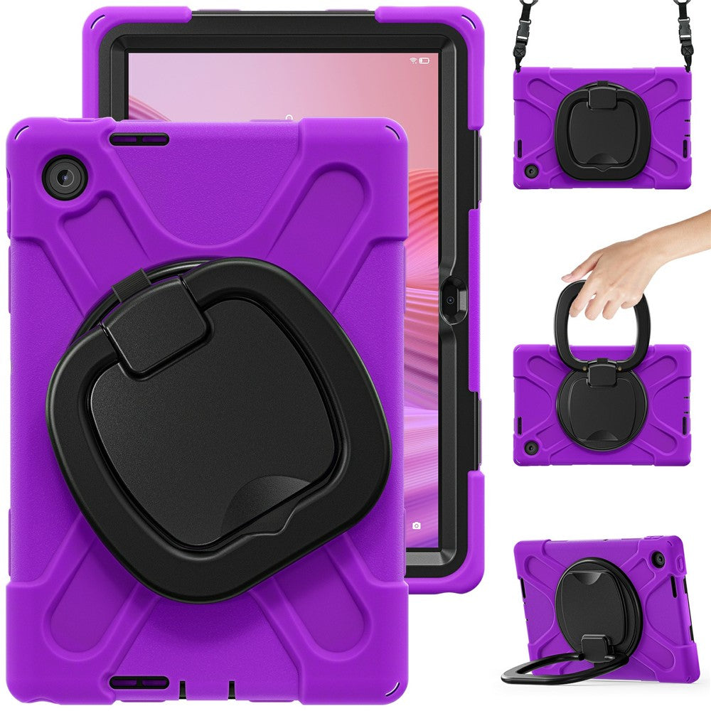 For Lenovo Tab 10.1 (2025) TB311XU2 / Zhaoyang K10C Case with Shoulder Strap TPU + PC + Silicone Kickstand Tablet Cover