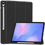 For Samsung Galaxy Tab S10 FE+ Case Trifold Stand Solid Color Leather Tablet Cover with Pen Slot