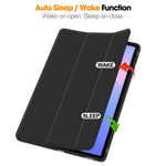 For Samsung Galaxy Tab S10 FE+ Case Trifold Stand Solid Color Leather Tablet Cover with Pen Slot