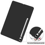 For Samsung Galaxy Tab S10 FE+ Case Trifold Stand Solid Color Leather Tablet Cover with Pen Slot