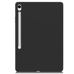 For Samsung Galaxy Tab S10 FE+ Case Trifold Stand Solid Color Leather Tablet Cover with Pen Slot