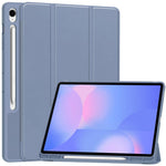 For Samsung Galaxy Tab S10 FE+ Case Trifold Stand Solid Color Leather Tablet Cover with Pen Slot