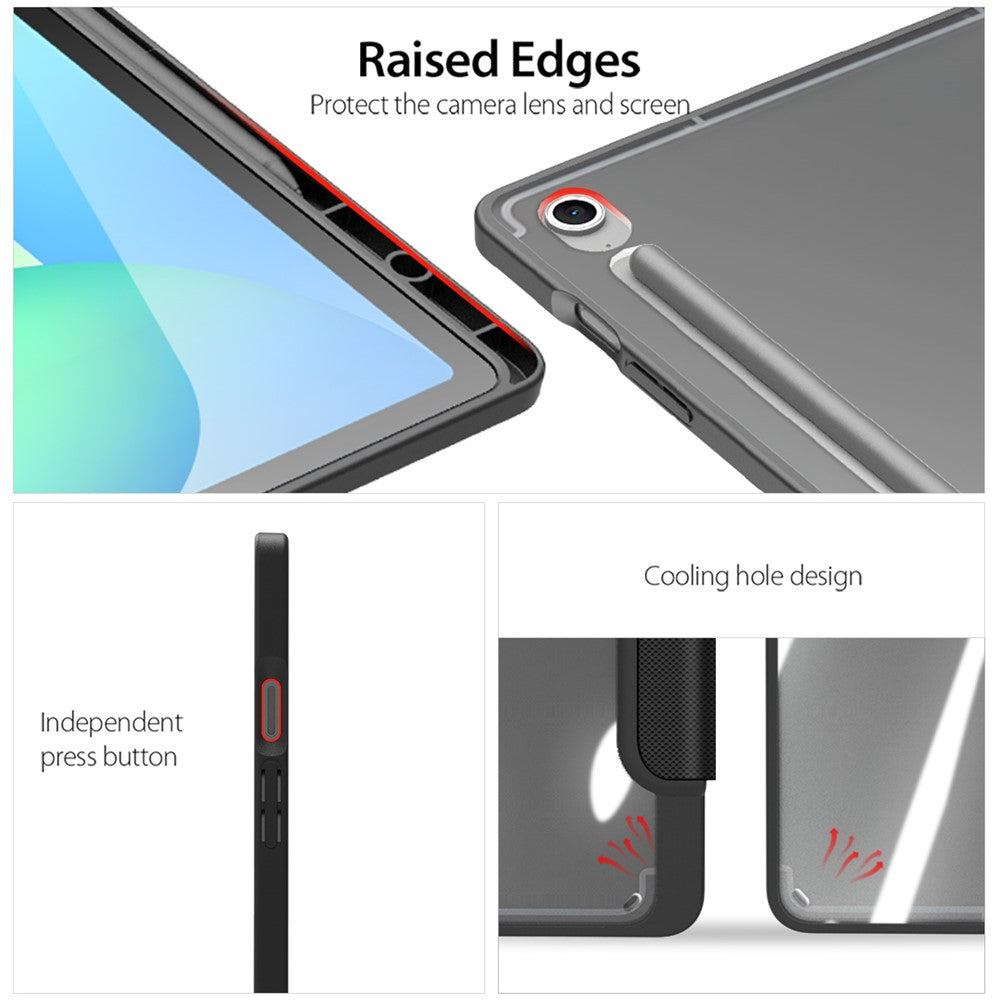 DUX DUCIS For Samsung Galaxy Tab S10 FE+ Case  TOBY Series Tri-fold Stand PU Leather Tablet Cover