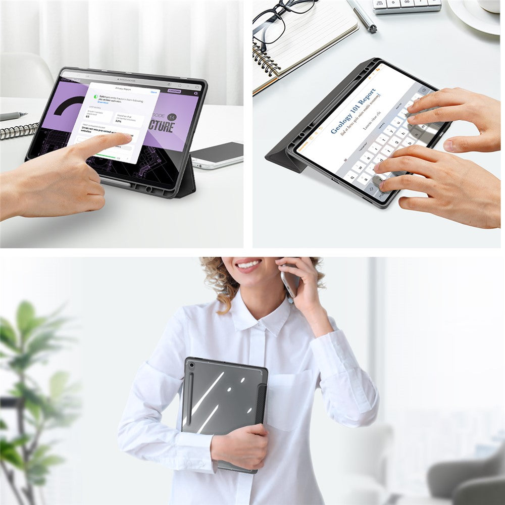 DUX DUCIS For Samsung Galaxy Tab S10 FE+ Case  TOBY Series Tri-fold Stand PU Leather Tablet Cover