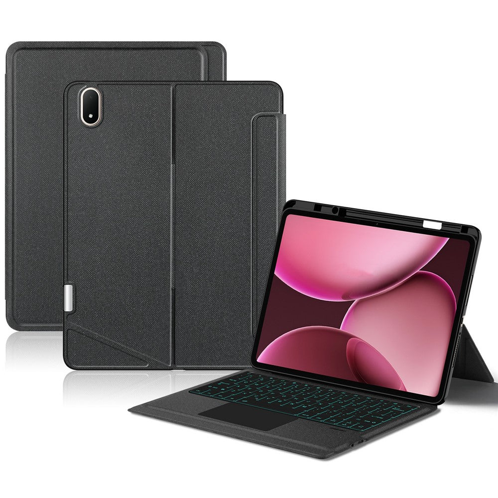 Läderfodral till Oppo Pad 4 Pro + Bluetooth-kompatibelt tangentbord med bakgrundsbelyst styrplatta