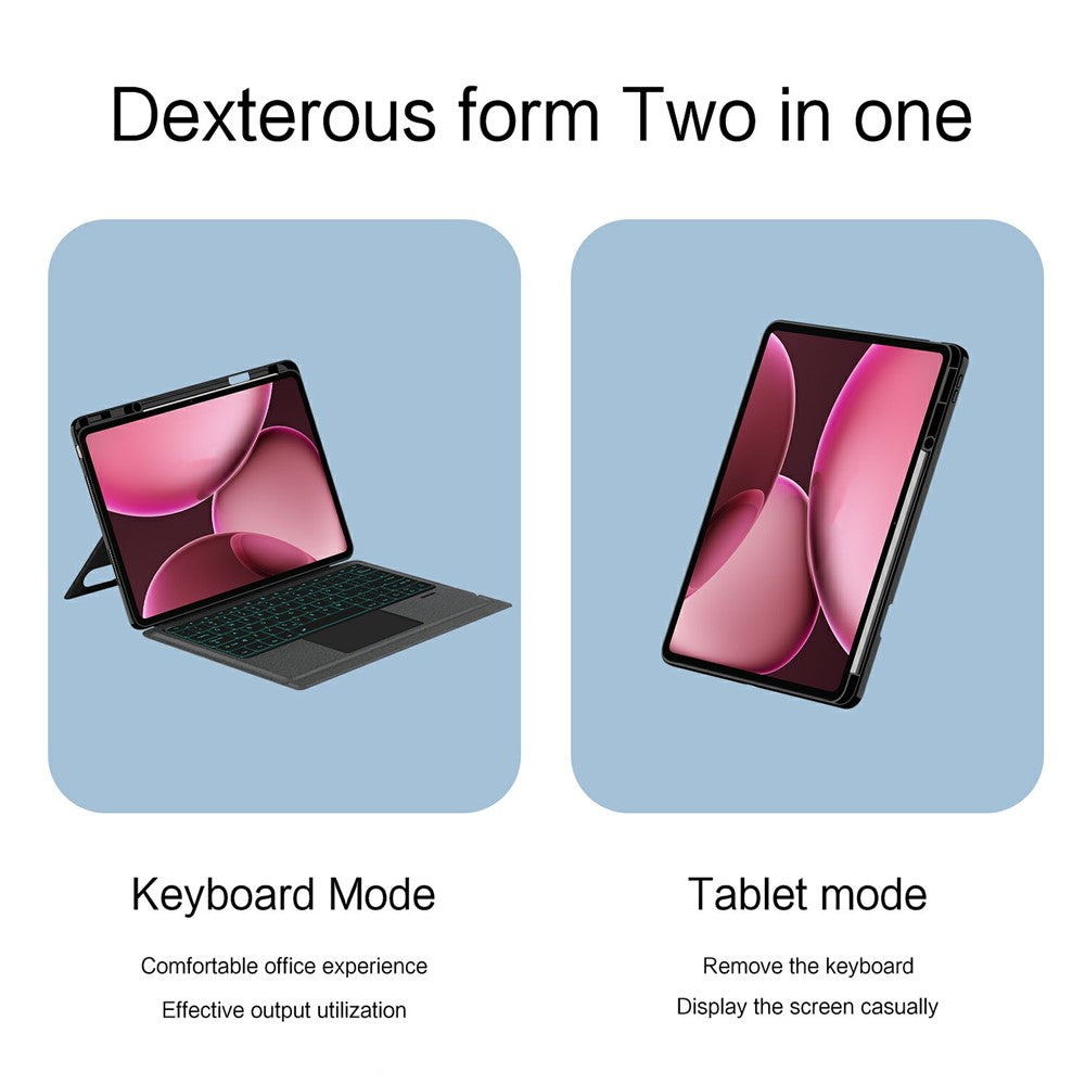 For Oppo Pad 4 Pro Leather Case + Bluetooth-Compatible Keyboard with Backlight Trackpad