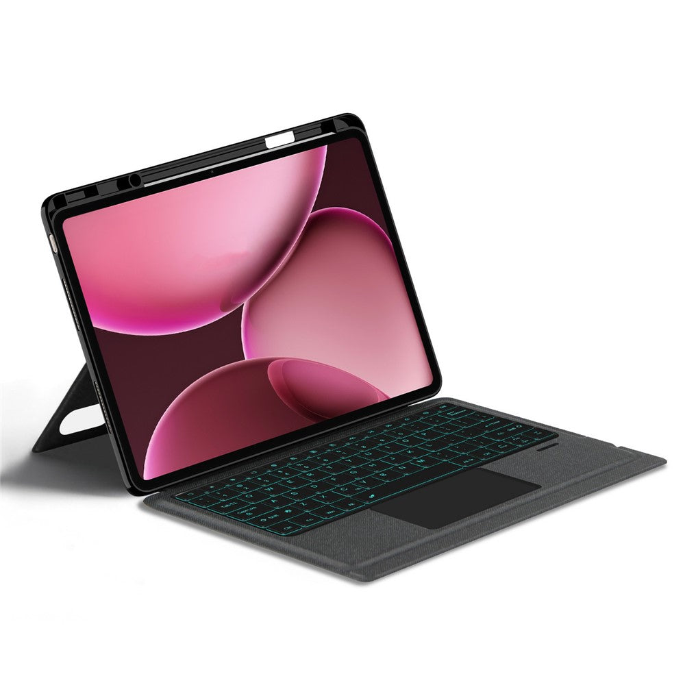 For Oppo Pad 4 Pro Leather Case + Bluetooth-Compatible Keyboard with Backlight Trackpad