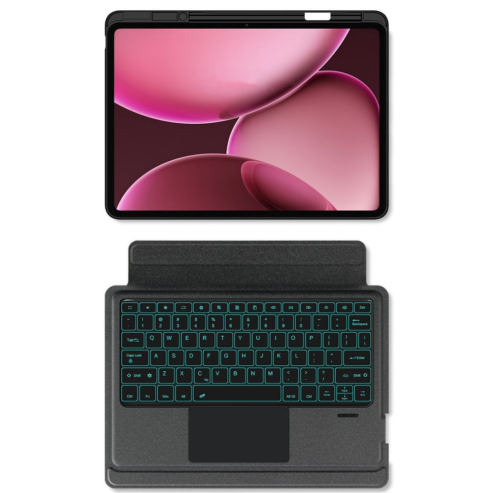 For Oppo Pad 4 Pro Leather Case + Bluetooth-Compatible Keyboard with Backlight Trackpad