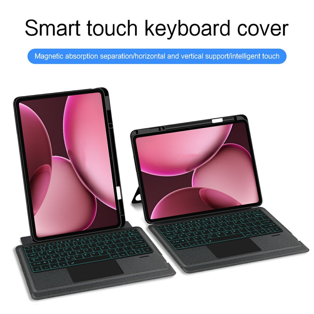 For Oppo Pad 4 Pro Leather Case + Bluetooth-Compatible Keyboard with Backlight Trackpad