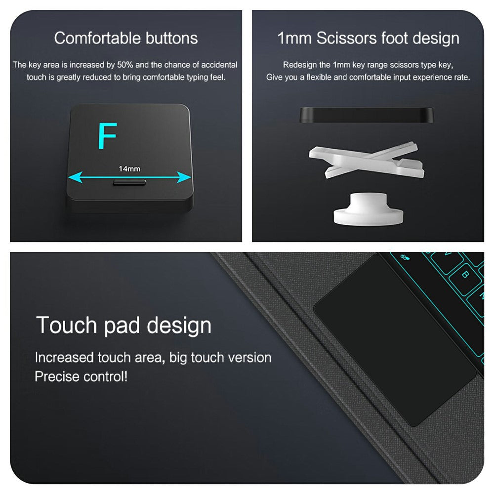 For Oppo Pad 4 Pro Leather Case + Bluetooth-Compatible Keyboard with Backlight Trackpad
