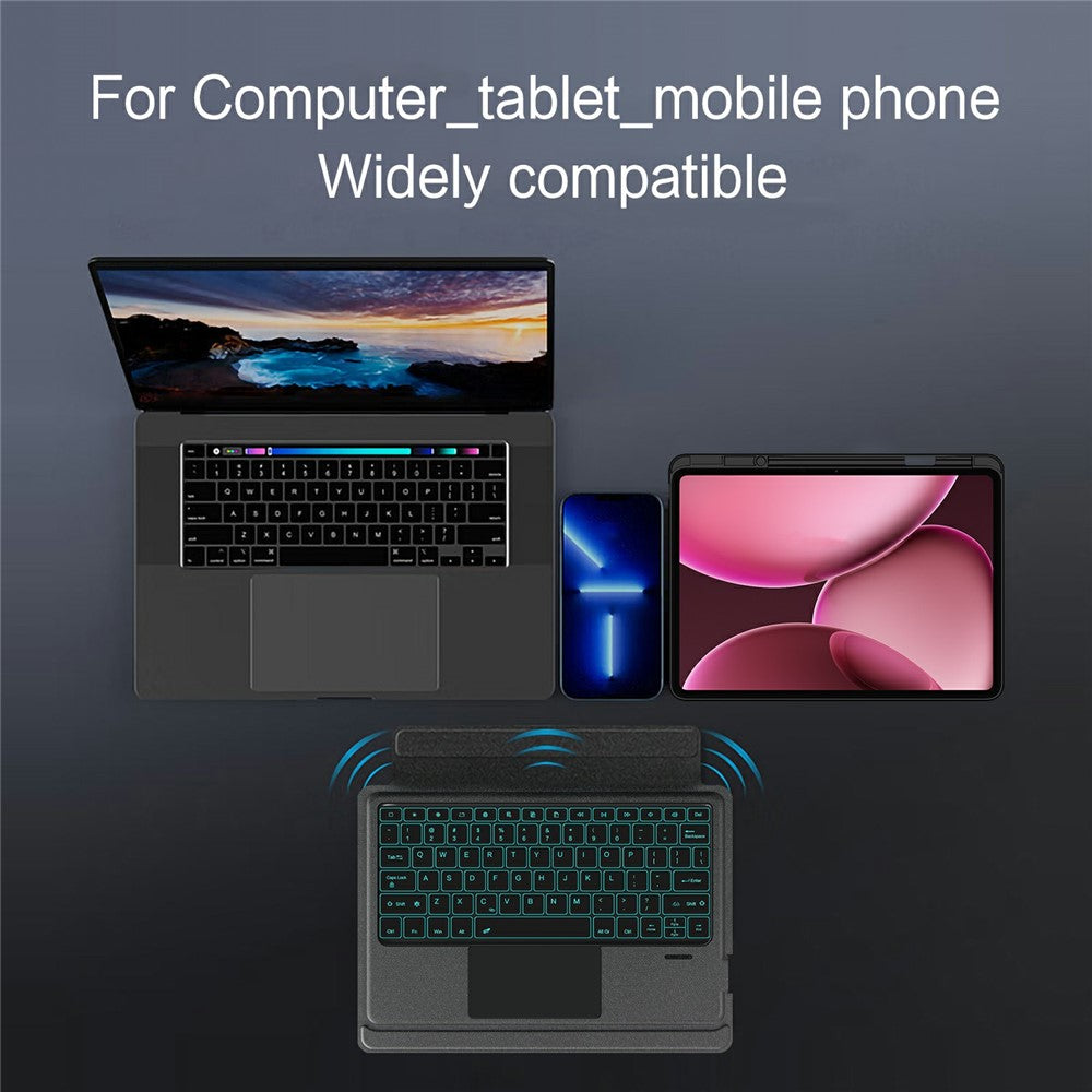 For Oppo Pad 4 Pro Leather Case + Bluetooth-Compatible Keyboard with Backlight Trackpad