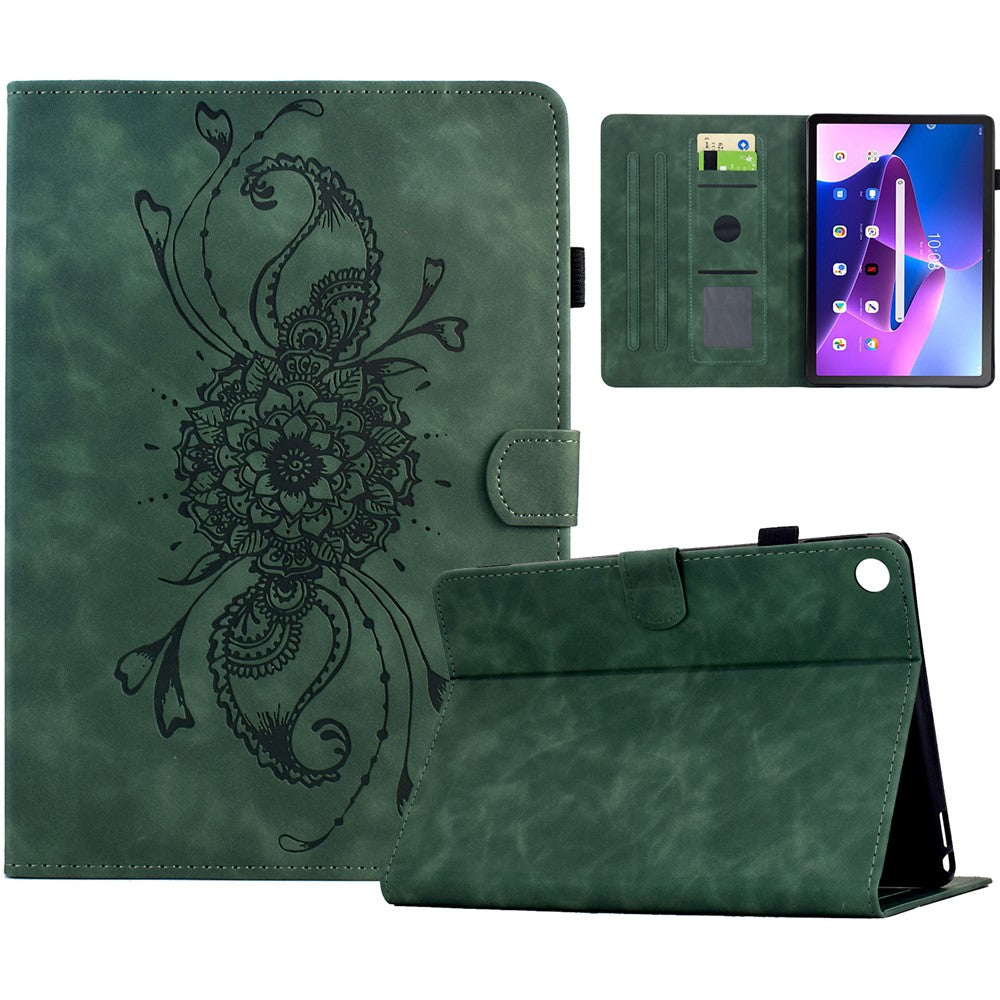 For Lenovo Tab M10 (Gen 3) Case Mandala Imprinted Leather Tablet Cover with Card Slots
