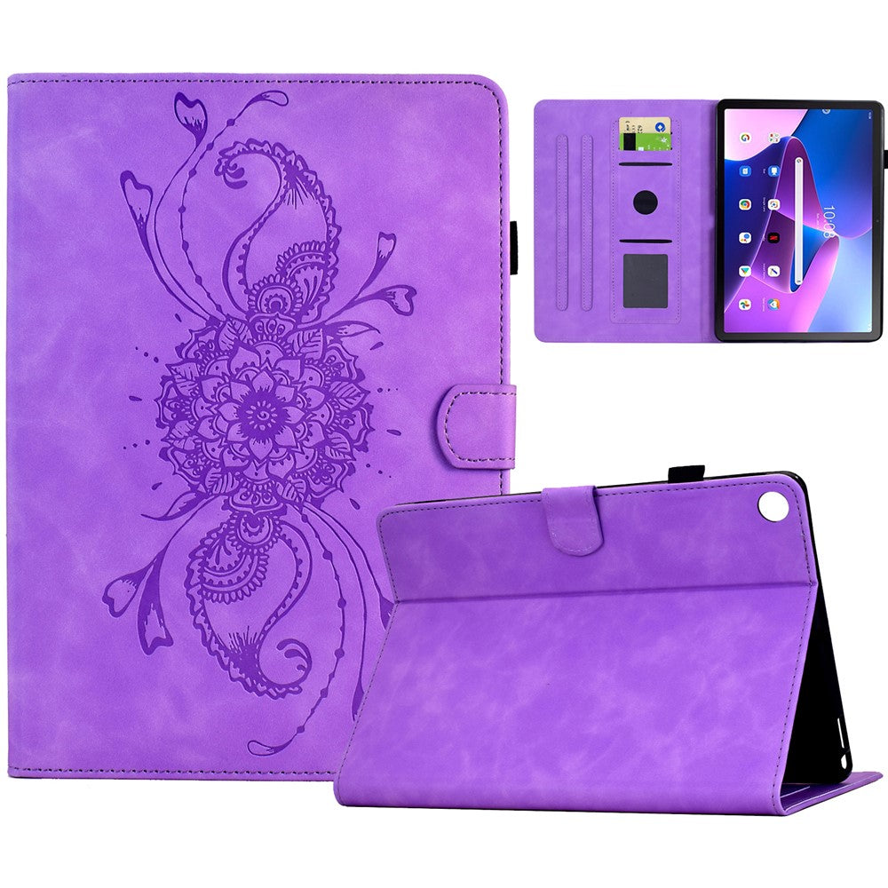 For Lenovo Tab M10 (Gen 3) Case Mandala Imprinted Leather Tablet Cover with Card Slots