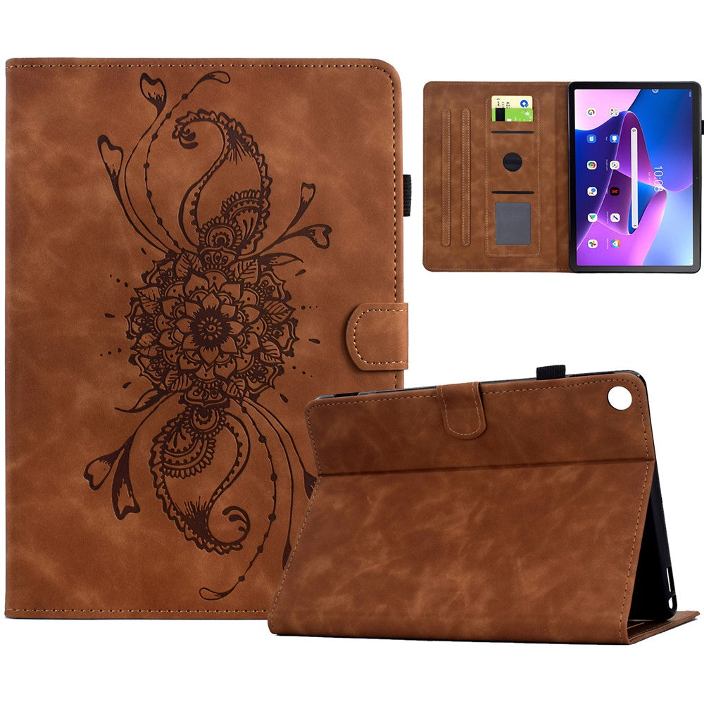 For Lenovo Tab M10 Plus (3rd Gen) Case Mandala Imprinted Leather Tablet Cover with Card Slots