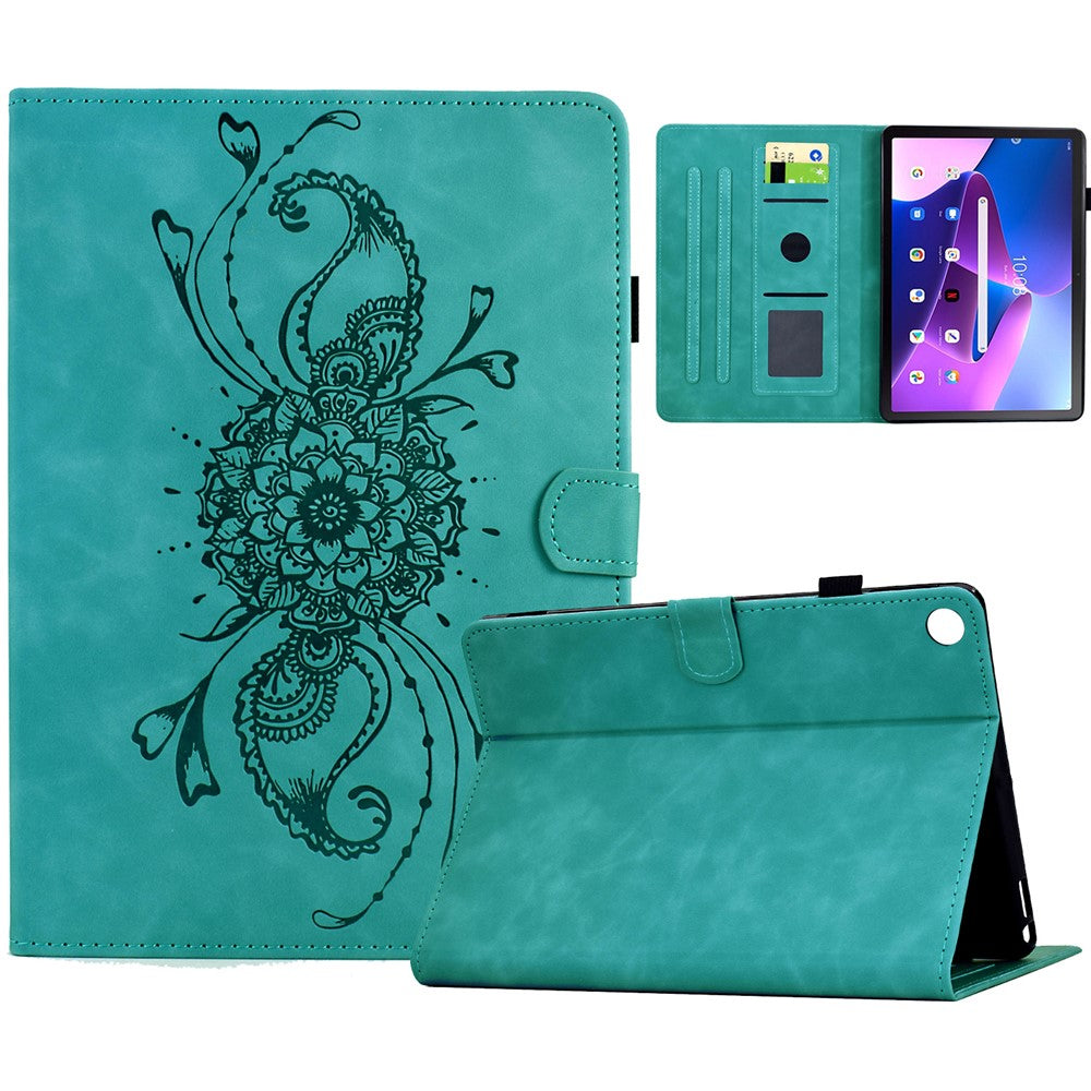 For Lenovo Tab M10 Plus (3rd Gen) Case Mandala Imprinted Leather Tablet Cover with Card Slots
