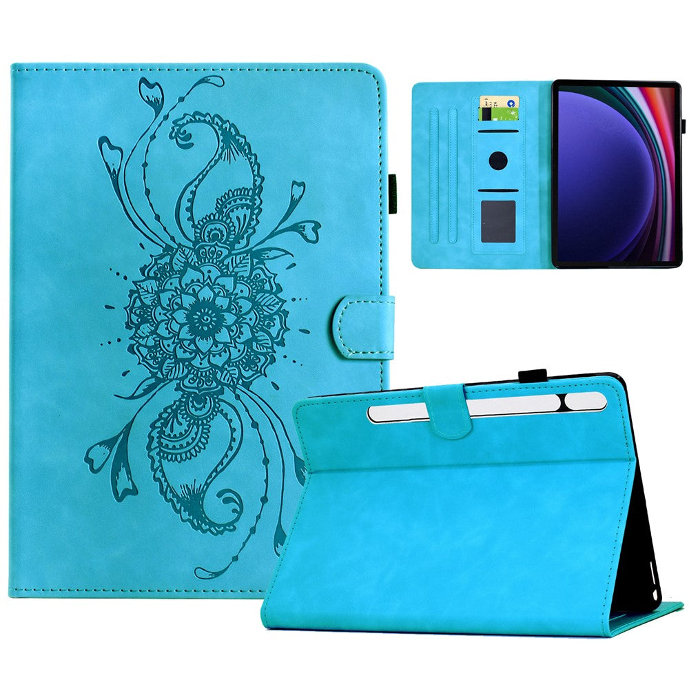 For Samsung Galaxy Tab S9 / Tab S9 FE Case Mandala Imprinted Leather Tablet Cover with Card Slots