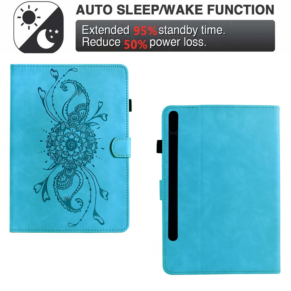For Samsung Galaxy Tab S9 / Tab S9 FE Case Mandala Imprinted Leather Tablet Cover with Card Slots