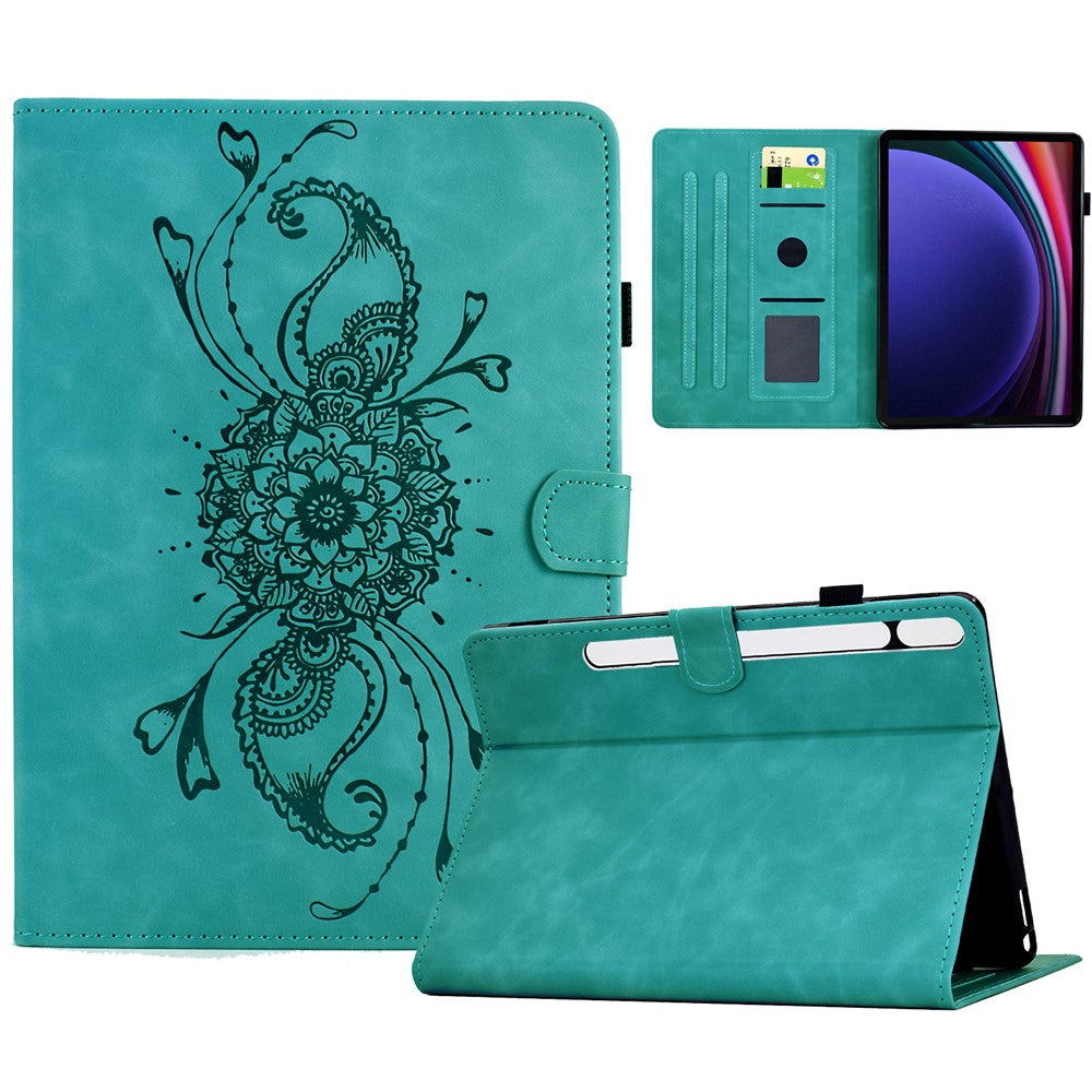 For Samsung Galaxy Tab S9 / Tab S9 FE Case Mandala Imprinted Leather Tablet Cover with Card Slots