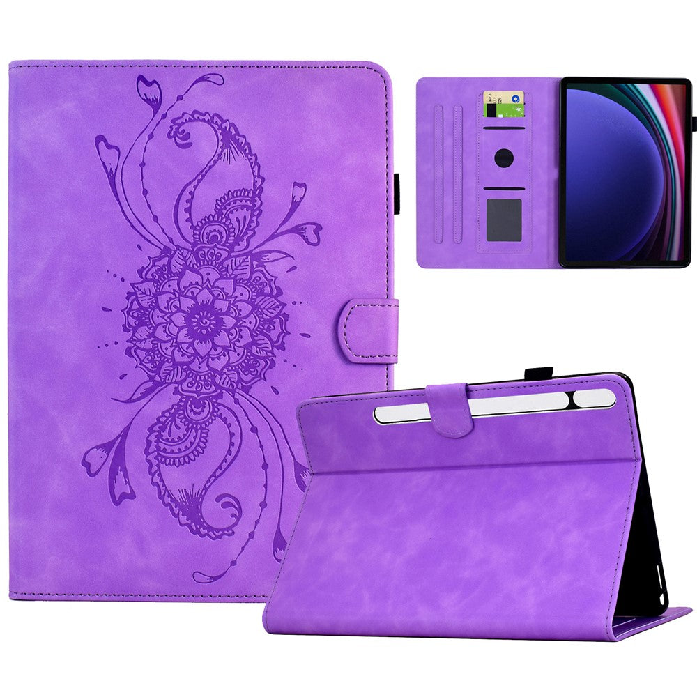 For Samsung Galaxy Tab S9 / Tab S9 FE Case Mandala Imprinted Leather Tablet Cover with Card Slots