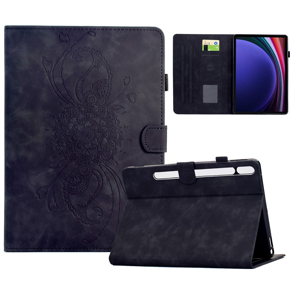 For Samsung Galaxy Tab S9 / Tab S9 FE Case Mandala Imprinted Leather Tablet Cover with Card Slots
