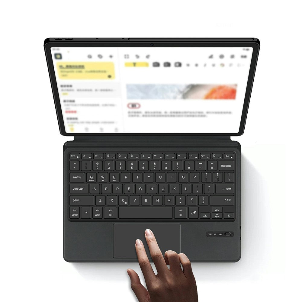 Til Lenovo Yoga Pad Pro lædercover + Touchpad Bluetooth-kompatibelt tastatur (uden baggrundsbelysning)