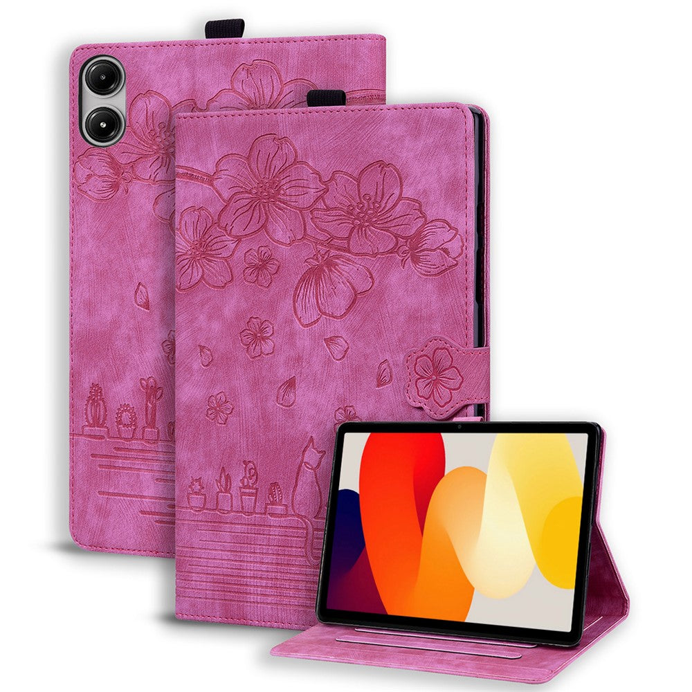 For Xiaomi Redmi Pad 2 11 Case Flip Stand Leather Phone Cover Cherry Blossom Cat Imprinted
