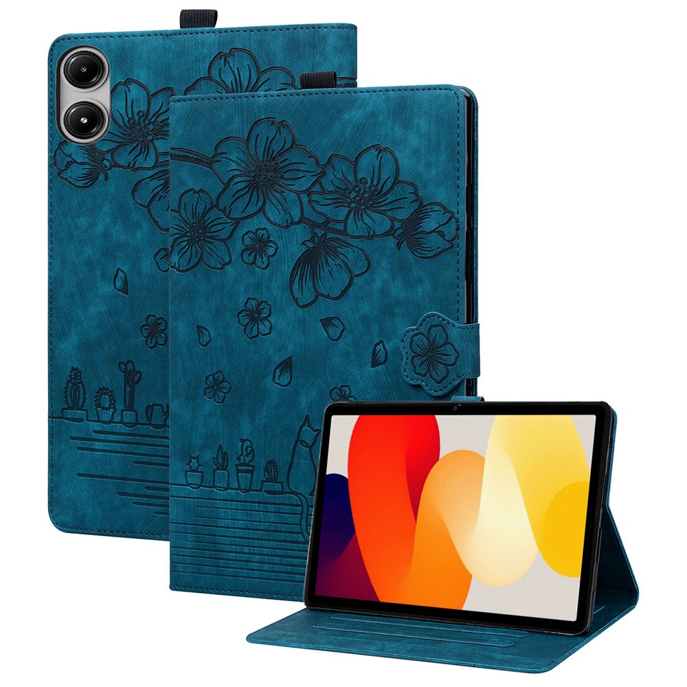 For Xiaomi Redmi Pad 2 11 Case Flip Stand Leather Phone Cover Cherry Blossom Cat Imprinted