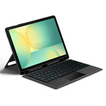 Til Samsung Galaxy Tab S10 FE læderetui + Bluetooth-kompatibelt tastatur med baggrundsbelysning og trackpad