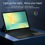 Til Samsung Galaxy Tab S10 FE læderetui + Bluetooth-kompatibelt tastatur med baggrundsbelysning og trackpad