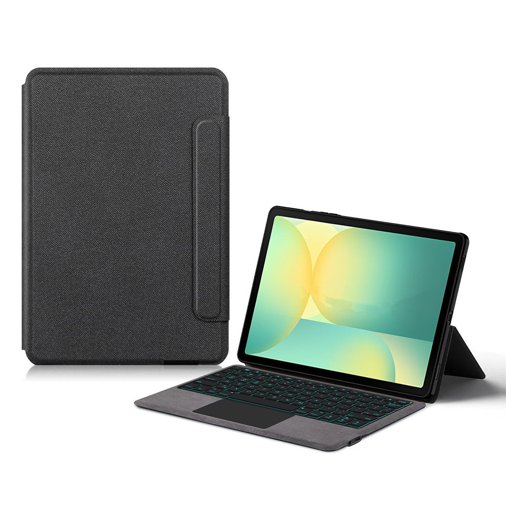 Til Samsung Galaxy Tab S10 FE læderetui + touchpad Bluetooth-kompatibelt tastatur med baggrundsbelysning