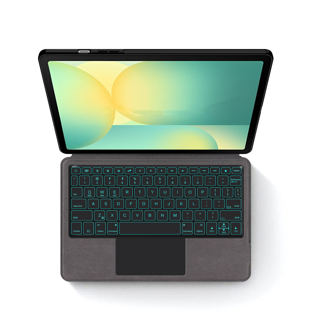 Til Samsung Galaxy Tab S10 FE læderetui + touchpad Bluetooth-kompatibelt tastatur med baggrundsbelysning