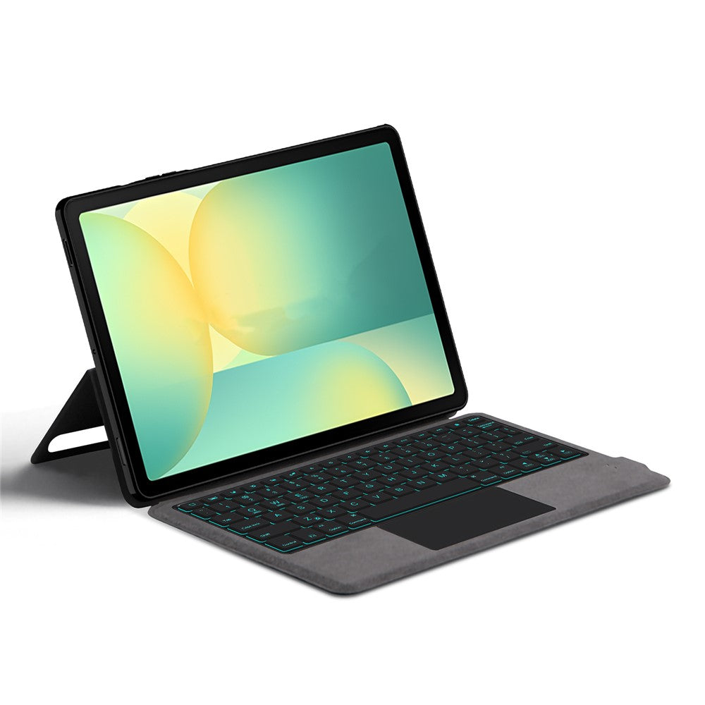 Til Samsung Galaxy Tab S10 FE læderetui + touchpad Bluetooth-kompatibelt tastatur med baggrundsbelysning