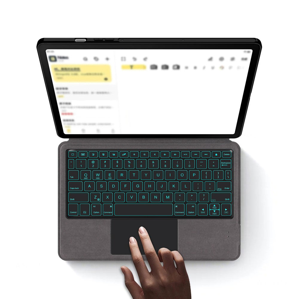 Til Samsung Galaxy Tab S10 FE læderetui + touchpad Bluetooth-kompatibelt tastatur med baggrundsbelysning