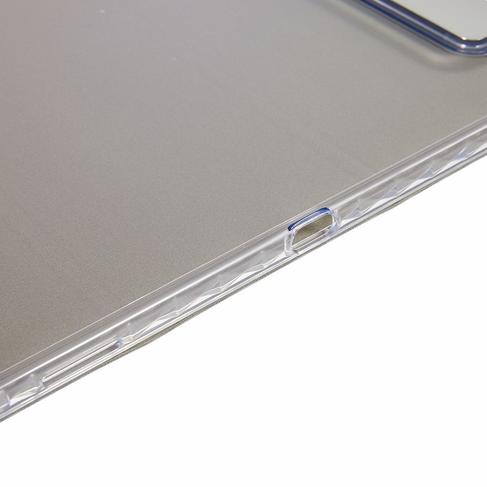 For Samsung Galaxy Tab S10 FE+ Case Tri-Fold Stand Leather + TPU + Acrylic Clear Back Tablet Cover