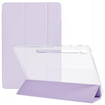 For Samsung Galaxy Tab S10 FE+ Case Tri-Fold Stand Leather + TPU + Acrylic Clear Back Tablet Cover