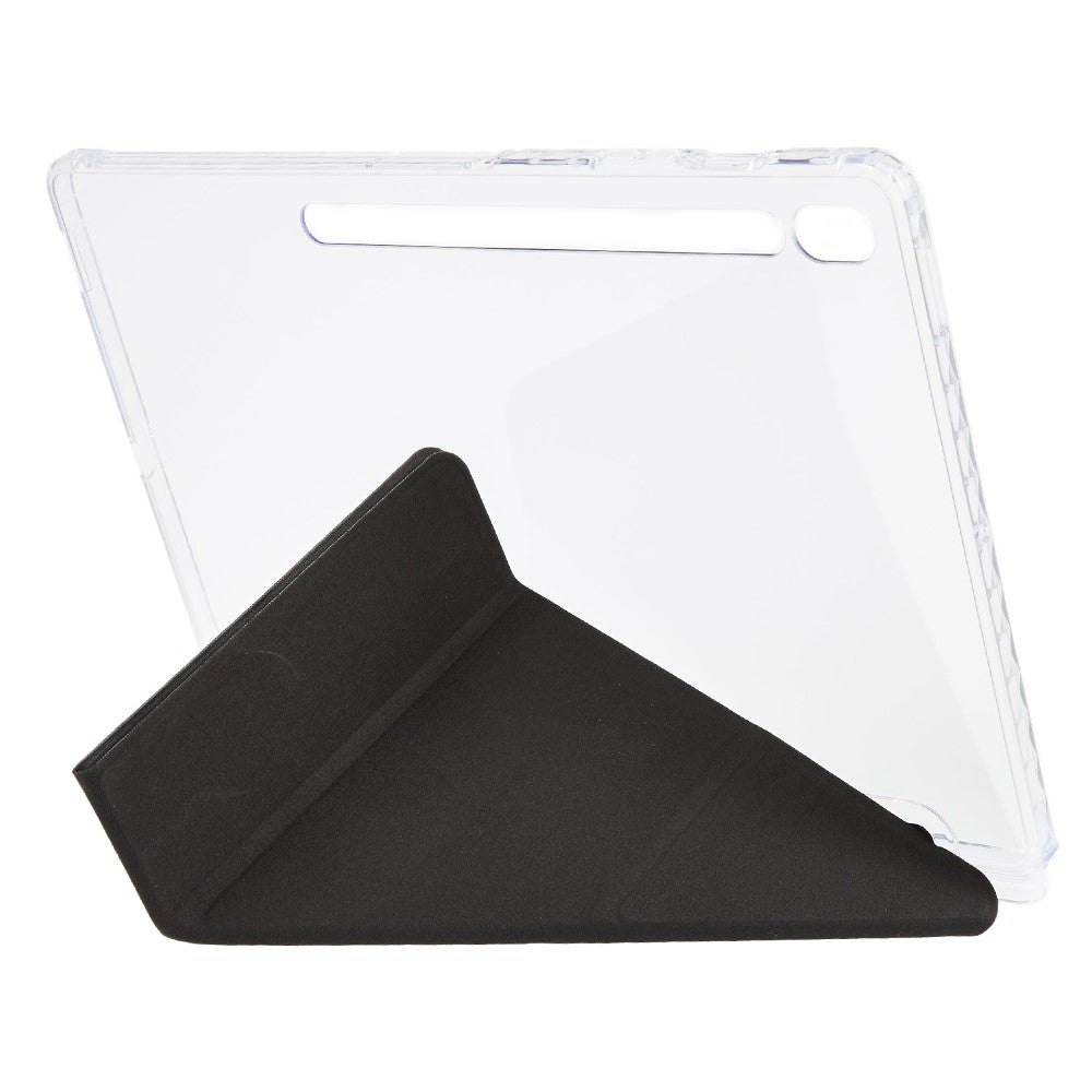 For Samsung Galaxy Tab S10 FE+ Case PU Leather Origami Stand Clear Tablet Cover