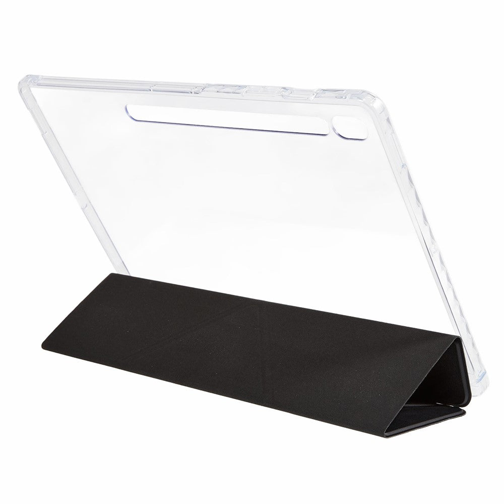 For Samsung Galaxy Tab S10 FE+ Case PU Leather Origami Stand Clear Tablet Cover