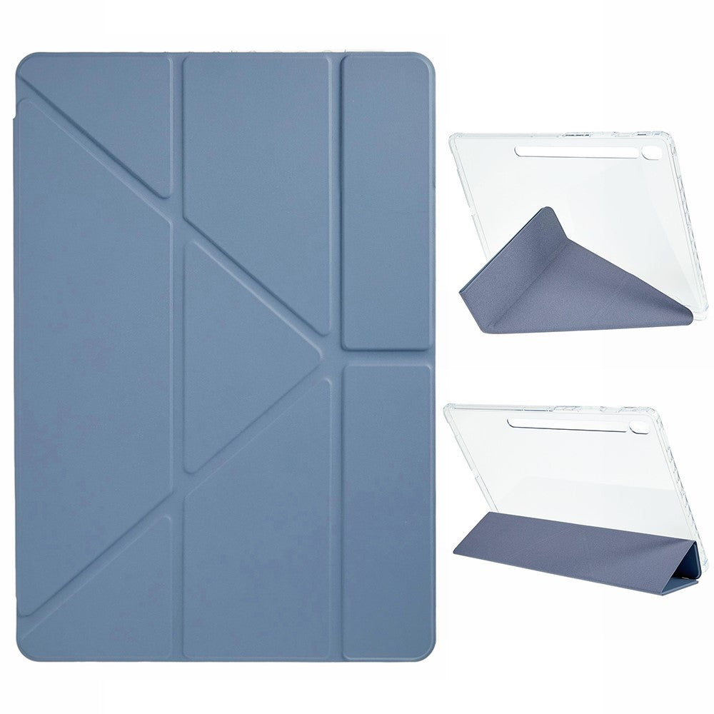 For Samsung Galaxy Tab S10 FE+ Case PU Leather Origami Stand Clear Tablet Cover