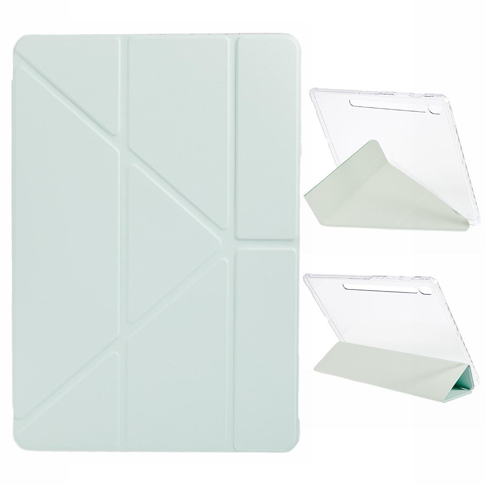 For Samsung Galaxy Tab S10 FE+ Case PU Leather Origami Stand Clear Tablet Cover