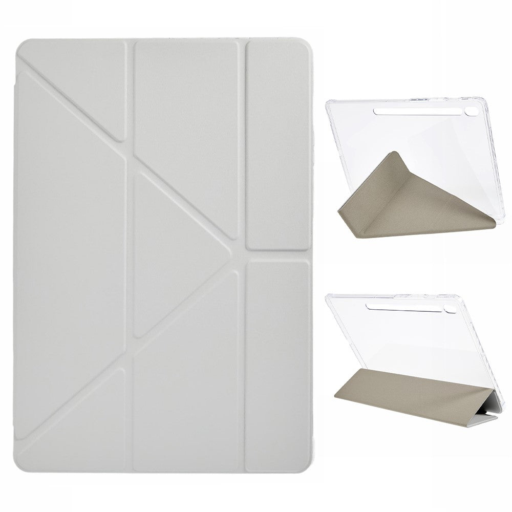 For Samsung Galaxy Tab S10 FE+ Case PU Leather Origami Stand Clear Tablet Cover